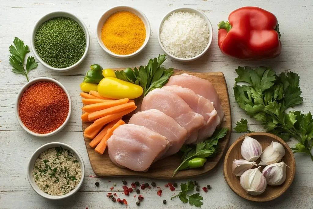 Key Ingredients for Spicy Chicken Soup with Rice