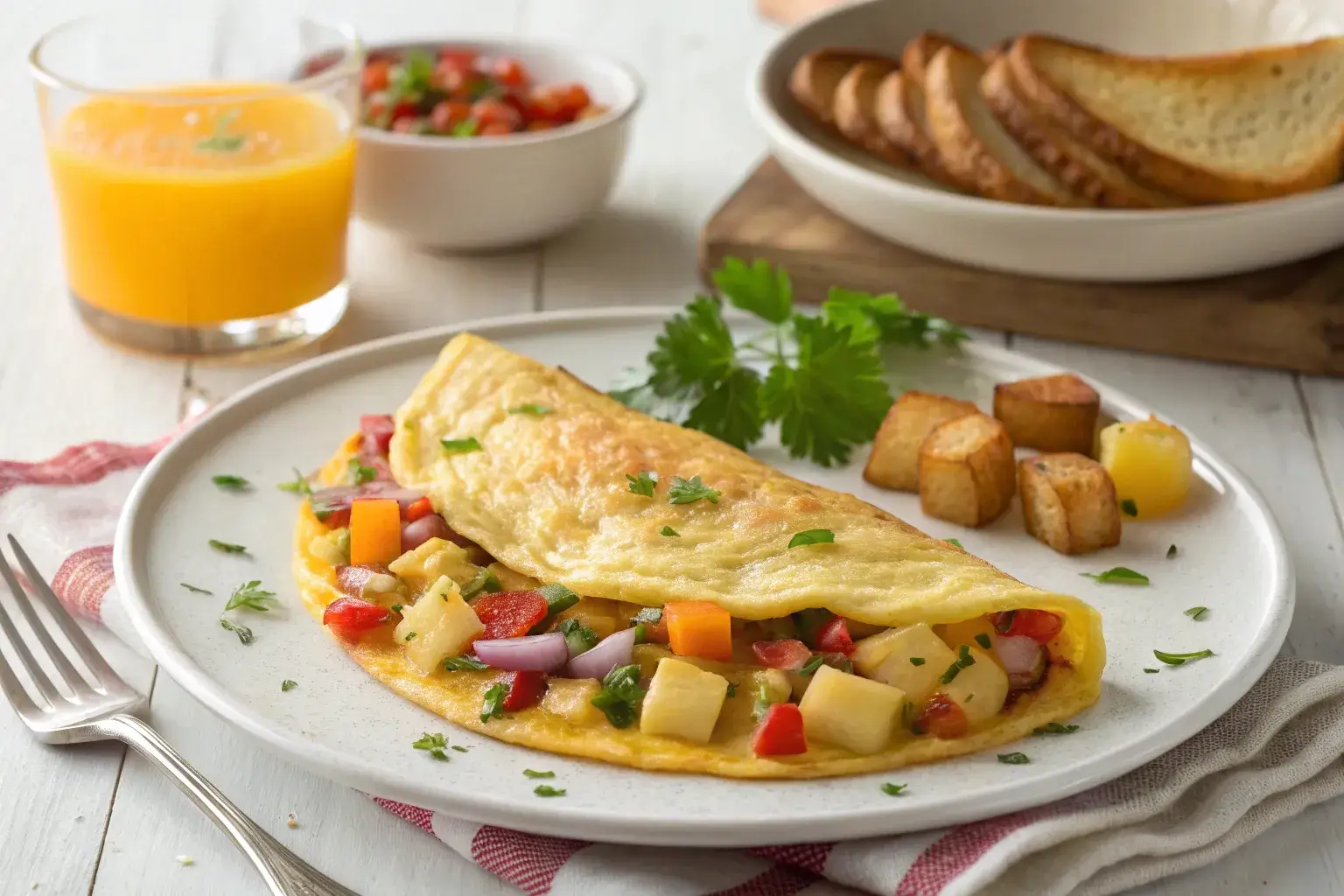 denver omelette with cheese and potatoes