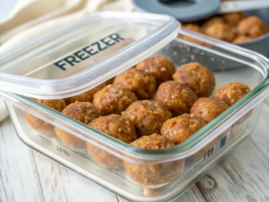  Sausage balls stored in a glass airtight container.
