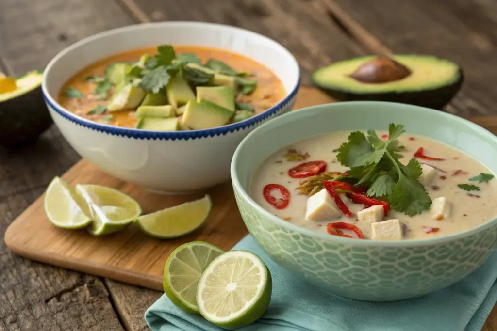Mexican and Asian chicken drumstick soup variations