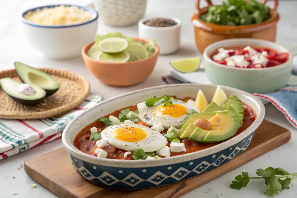 Served Mexican breakfast potatoes with toppings